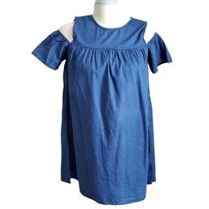 Ardene Denim Flared Off-The-Shoulder Dress Size Small